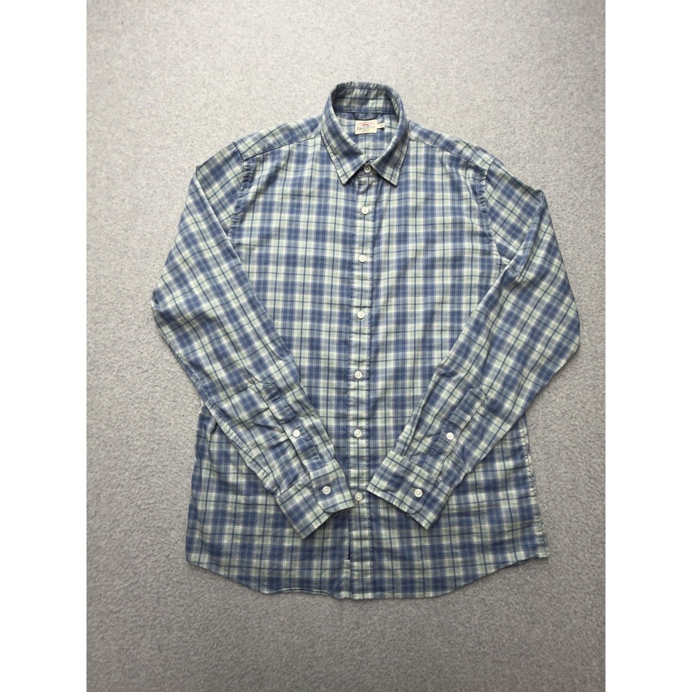 Faherty‎ Shirt Mens Medium Blue Plaid Long Sleeve Button Supima Stretch Casual